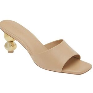 Cult Gaia Sculptural Gold Ball Heel Slide Sandals Nude Size 37 LNC